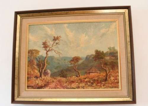 An incredible signed and framed E B King (1957) oil on board landscape painting