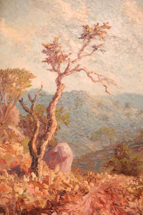 An incredible signed and framed E B King (1957) oil on board landscape painting