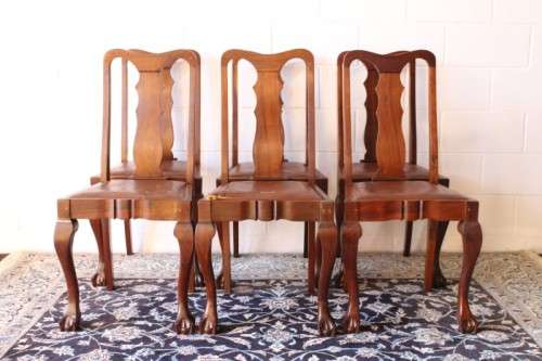 **RS17** Six stunning and beautifully made solid Imbuia ball & claw Boston-back dining chairs