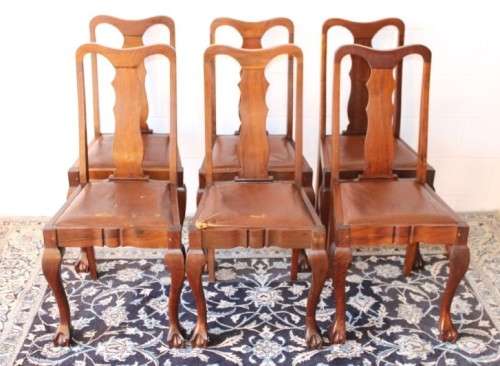 **RS17** Six stunning and beautifully made solid Imbuia ball & claw Boston-back dining chairs