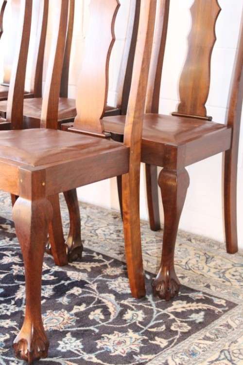 **RS17** Six stunning and beautifully made solid Imbuia ball & claw Boston-back dining chairs