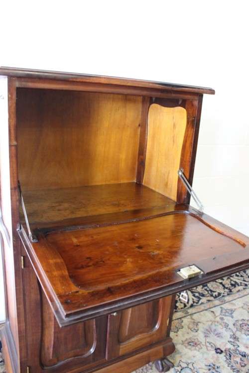 Beautiful Imbuia ball & claw fall-front drinks cabinet w double door bottom cupboard & brass handles