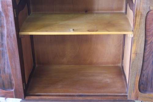 Beautiful Imbuia ball & claw fall-front drinks cabinet w double door bottom cupboard & brass handles