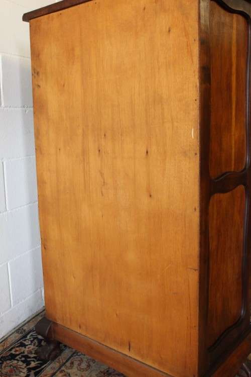 Beautiful Imbuia ball & claw fall-front drinks cabinet w double door bottom cupboard & brass handles