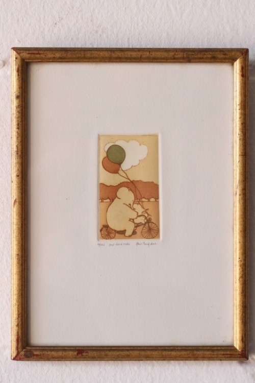 **RS17** Rare signed, numbered (14 of 125) Harriet Brigdale framed etching titled "Out for a ride"