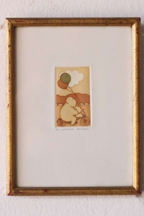 **RS17** Rare signed, numbered (14 of 125) Harriet Brigdale framed etching titled "Out for a ride"