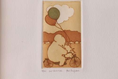 **RS17** Rare signed, numbered (14 of 125) Harriet Brigdale framed etching titled "Out for a ride"