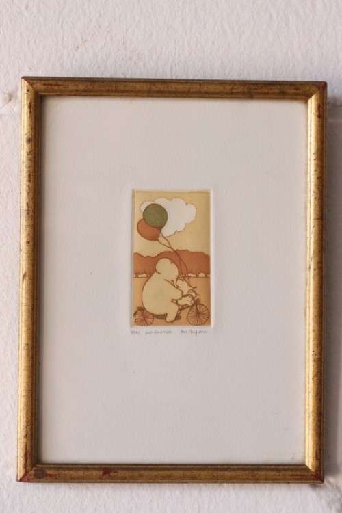 **RS17** Rare signed, numbered (14 of 125) Harriet Brigdale framed etching titled "Out for a ride"
