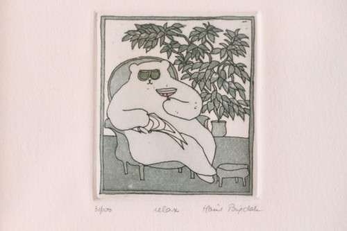 **RS17** Collectable signed & numbered (31 of 100) Harriet Brigdale framed etching titled "Relax"