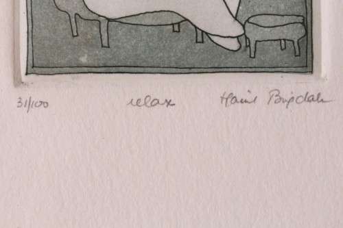 **RS17** Collectable signed & numbered (31 of 100) Harriet Brigdale framed etching titled "Relax"