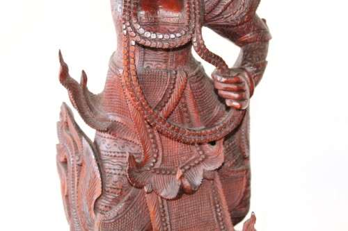 **RS17** Magnificently hand carved pair of tall solid Rosewood Thai Khon dancing figurines