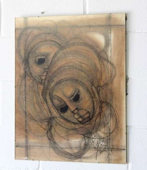 **RS17** Fantastic original signed Ben Macala (1938-1997) Abstract style painting with a glass front