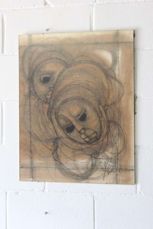 **RS17** Fantastic original signed Ben Macala (1938-1997) Abstract style painting with a glass front