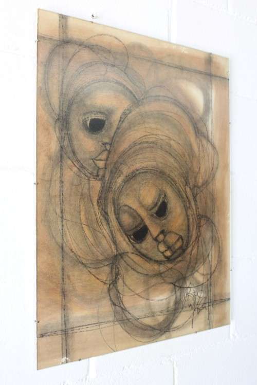 **RS17** Fantastic original signed Ben Macala (1938-1997) Abstract style painting with a glass front