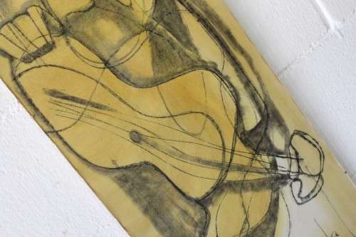 A amazing original signed Ben Macala (1938-1997) "Abstract" style painting with a glass front