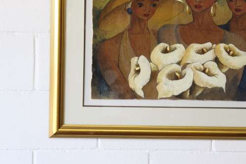 **RS17** A lovely large, colourful framed original signed "Lucille" painting of three women
