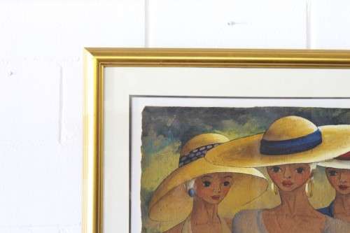 **RS17** A lovely large, colourful framed original signed "Lucille" painting of three women