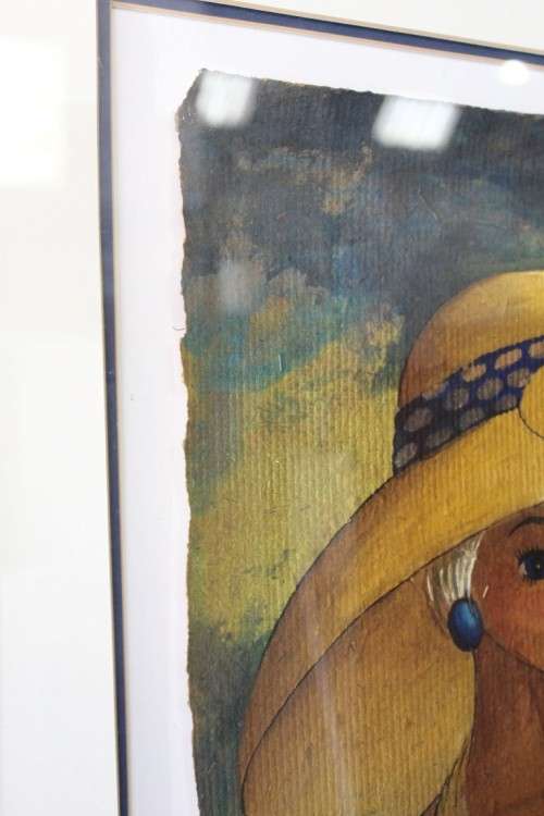 **RS17** A lovely large, colourful framed original signed "Lucille" painting of three women
