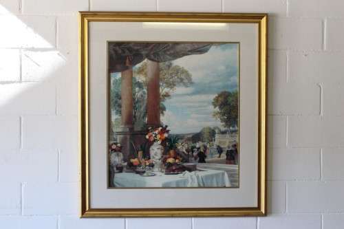 **RS17** Beautifully composed Victorian themed print framed behind glass in a gold frame