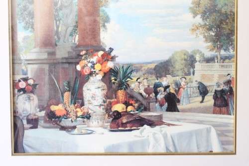 **RS17** Beautifully composed Victorian themed print framed behind glass in a gold frame