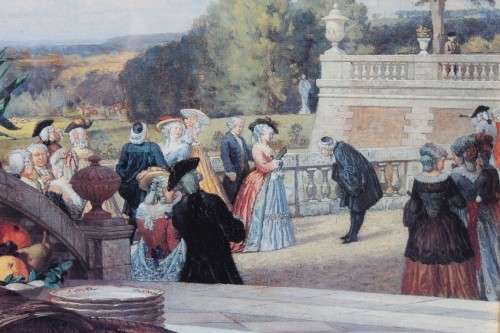 **RS17** Beautifully composed Victorian themed print framed behind glass in a gold frame