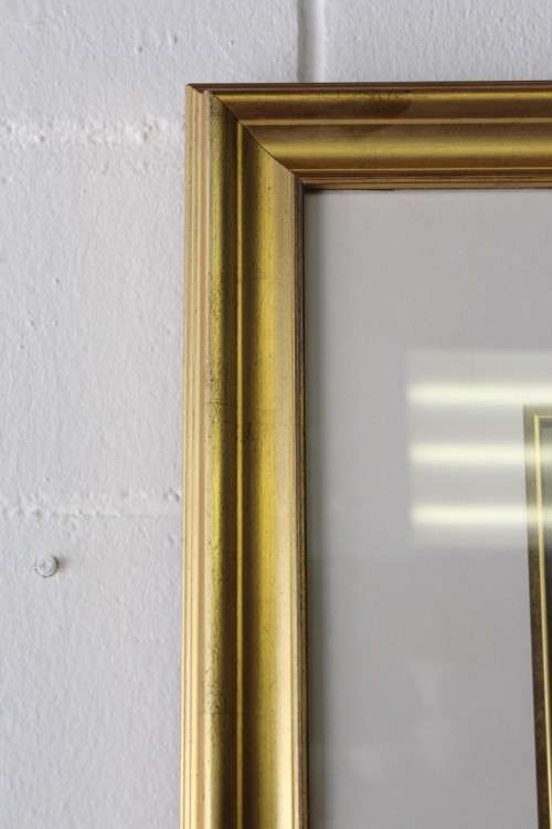 **RS17** Beautifully composed Victorian themed print framed behind glass in a gold frame