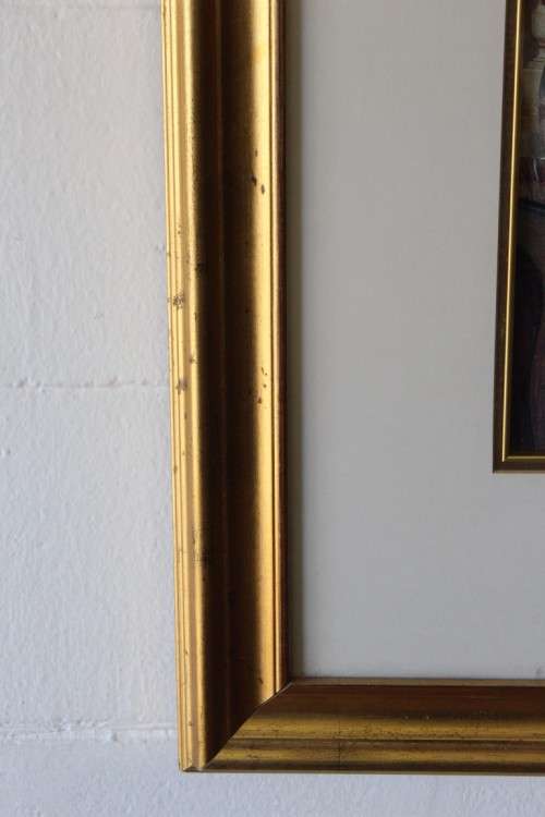 **RS17** Beautifully composed Victorian themed print framed behind glass in a gold frame