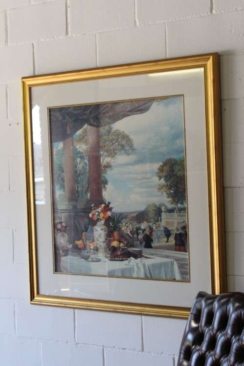 **RS17** Beautifully composed Victorian themed print framed behind glass in a gold frame