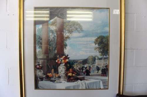 **RS17** Beautifully composed Victorian themed print framed behind glass in a gold frame