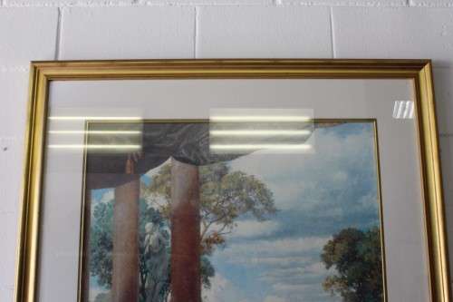 **RS17** Beautifully composed Victorian themed print framed behind glass in a gold frame