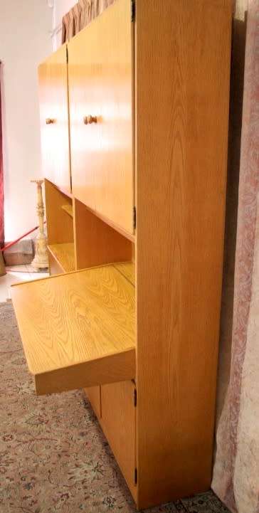 **RS17** A beautifully made wall unit/ cabinet with loads of cupboards and a lift top writing desk.