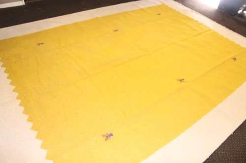 **RS17** An incredible (392cm x 287cm) yellow and cream Indian Dhurrie carpet in beautiful condition