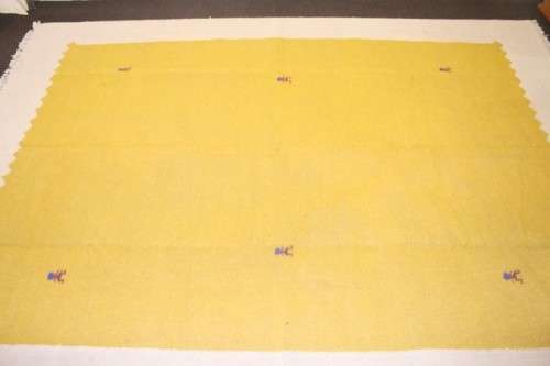 **RS17** An incredible (392cm x 287cm) yellow and cream Indian Dhurrie carpet in beautiful condition