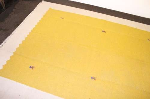 **RS17** An incredible (392cm x 287cm) yellow and cream Indian Dhurrie carpet in beautiful condition