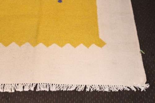 **RS17** An incredible (392cm x 287cm) yellow and cream Indian Dhurrie carpet in beautiful condition