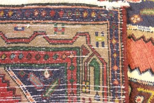 A beautiful 3m long traditional hand made Iranian Hamadan Persian runner carpet w/ geometric pattern