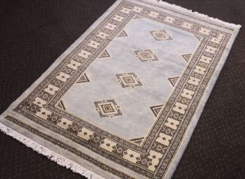 **RS17** A rare duck-egg grey Pakistani Karachi Persian carpet w/ hints of cream, tan & black