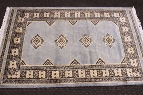 **RS17** A rare duck-egg grey Pakistani Karachi Persian carpet w/ hints of cream, tan & black