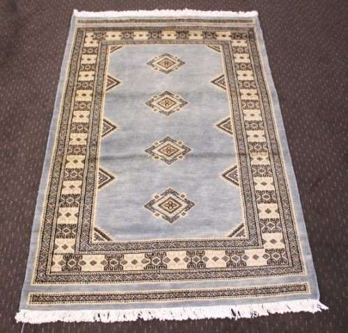 **RS17** A rare duck-egg grey Pakistani Karachi Persian carpet w/ hints of cream, tan & black