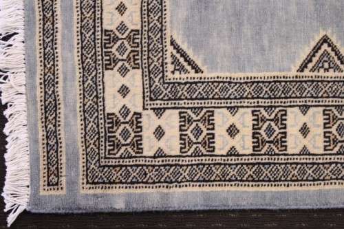 **RS17** A rare duck-egg grey Pakistani Karachi Persian carpet w/ hints of cream, tan & black
