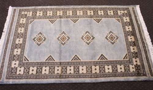 **RS17** A rare duck-egg grey Pakistani Karachi Persian carpet w/ hints of cream, tan & black
