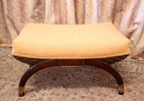 **RS17** A beautiful, well-made vintage French Empire style upholstered foot stool w/ gold gilding!