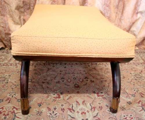 **RS17** A beautiful, well-made vintage French Empire style upholstered foot stool w/ gold gilding!