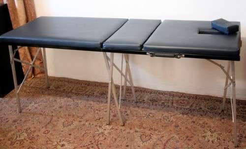 A fantastic fold up portable massage bed, perfect for travelling beauticians.