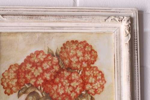 **RS17** A pair of whitewashed framed botanical prints incl red tulips and red & white hydrangea