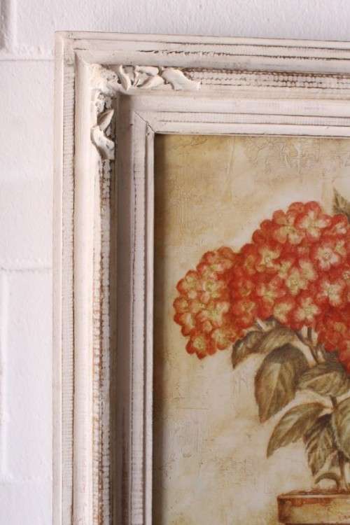 **RS17** A pair of whitewashed framed botanical prints incl red tulips and red & white hydrangea