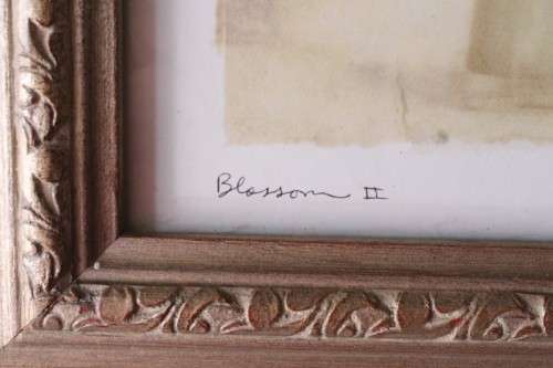 **RS17** A pair of framed (behind glass) single stem flowers in vases incl a tulip & a red daisy