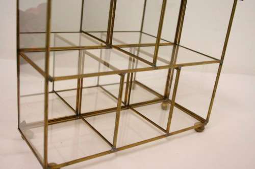 **RS17** A charming footed brass and glass (house) printers tray, perfect for miniature ornaments!