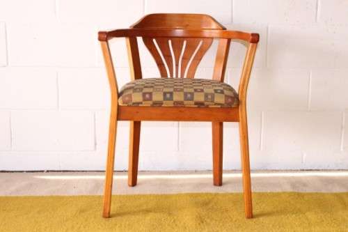 **RS17** Awesome original "Woodlam" bentwood Sheraton style occasional chair w/ upholstered seat
