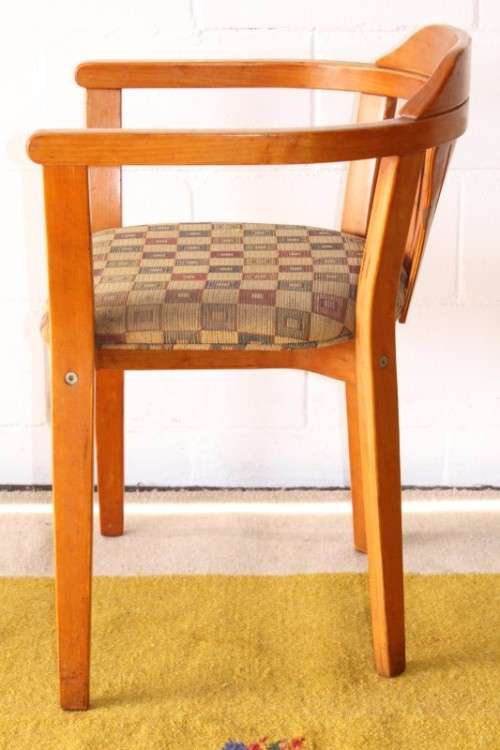 **RS17** Awesome original "Woodlam" bentwood Sheraton style occasional chair w/ upholstered seat